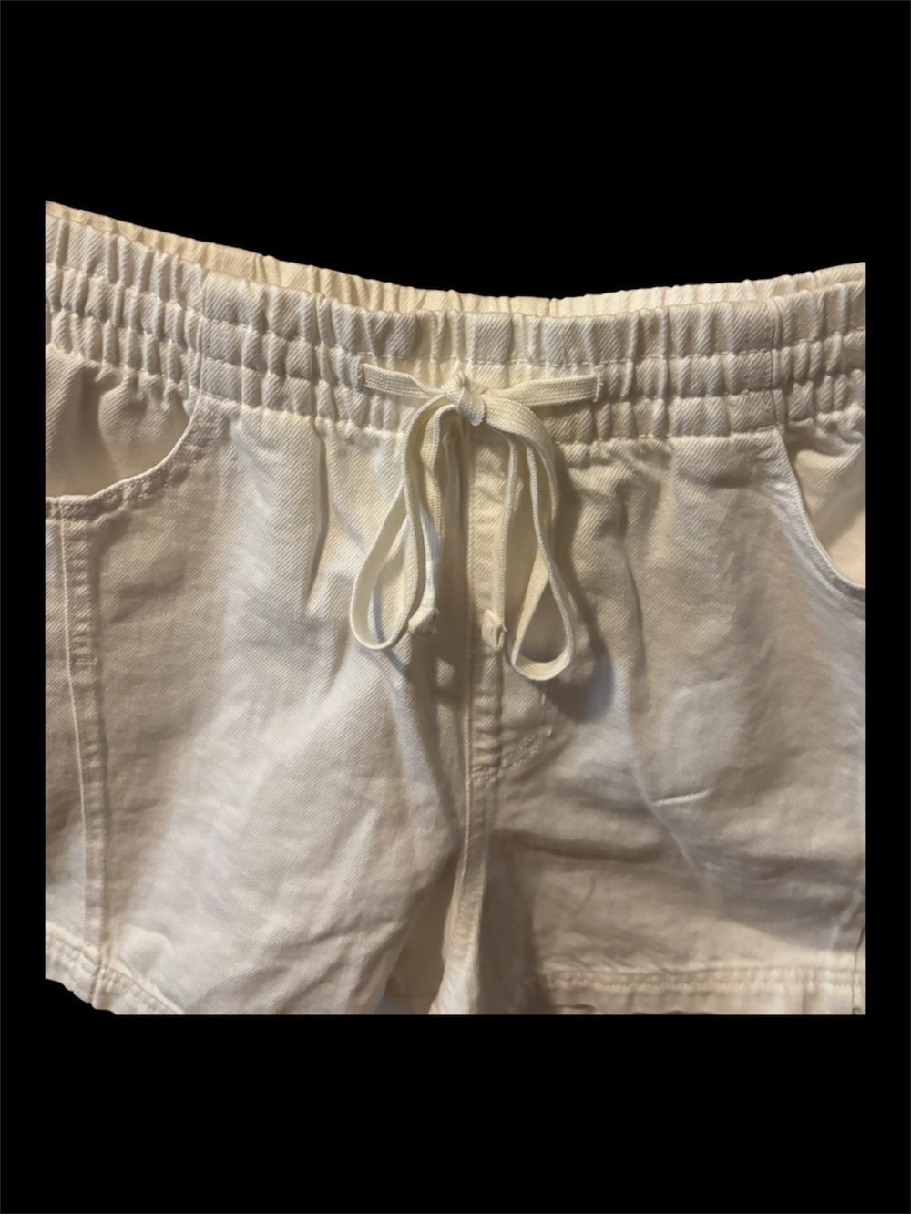 Universal Threads Womens High-Rise Drawstring Denim Beach Shorts - White XXL - Picture 2 of 6
